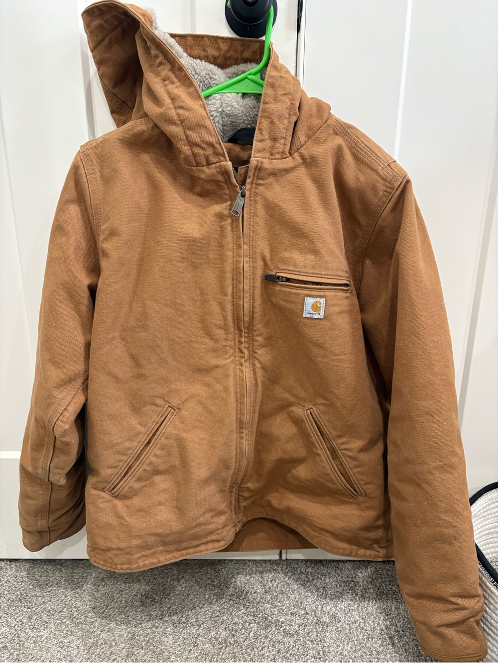 Carhartt Tan Sherpa-Lined Hooded Jacket